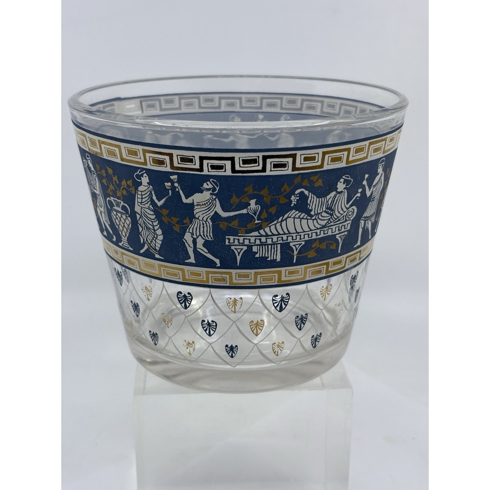 Vintage Cera Glass MCM Etruscan Frieze Glass Bowl Ice Bucket USA